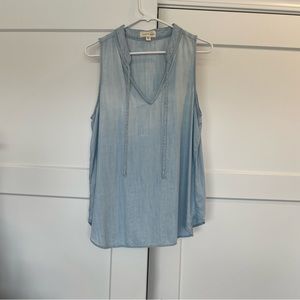 Cloth & Stone Tencel/Denim Light Denim Tank w Tie at Neck & Tulip Bottom Sz Lg